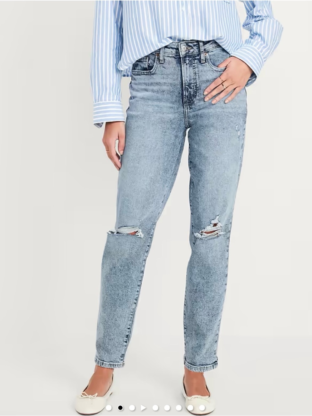 Old Navy Light Blue Distressed Straight-Leg Jeans
